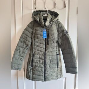 Nautica Women's Green Hooded Puffer Coat NWT